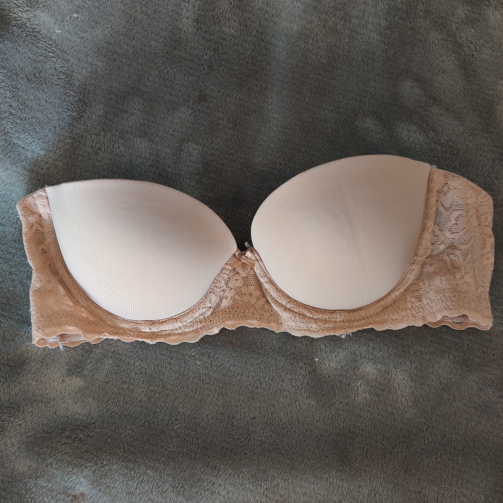 USED Sz 34A Aerie Nude Strapless Push Up Bra